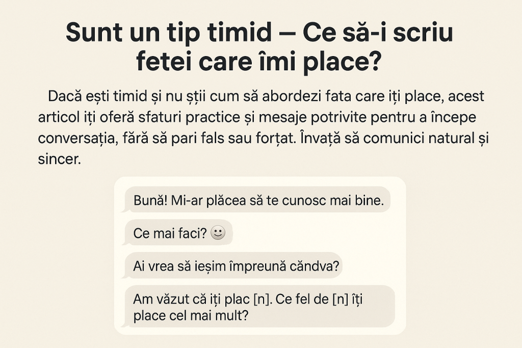 Sunt un tip timid – Ce să-i scriu fetei care îmi place
