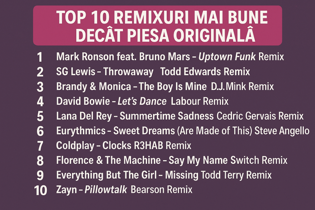 Top 10 remixuri mai bune decât piesa originală
